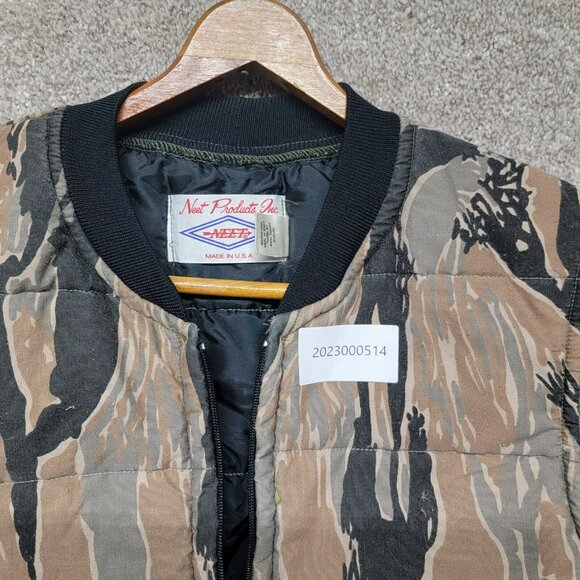 Vtg 70s Neet Insulated Camouflage Outdoors Camo Zip Hunting Vest USA Made L‎ - Picture 2 of 9